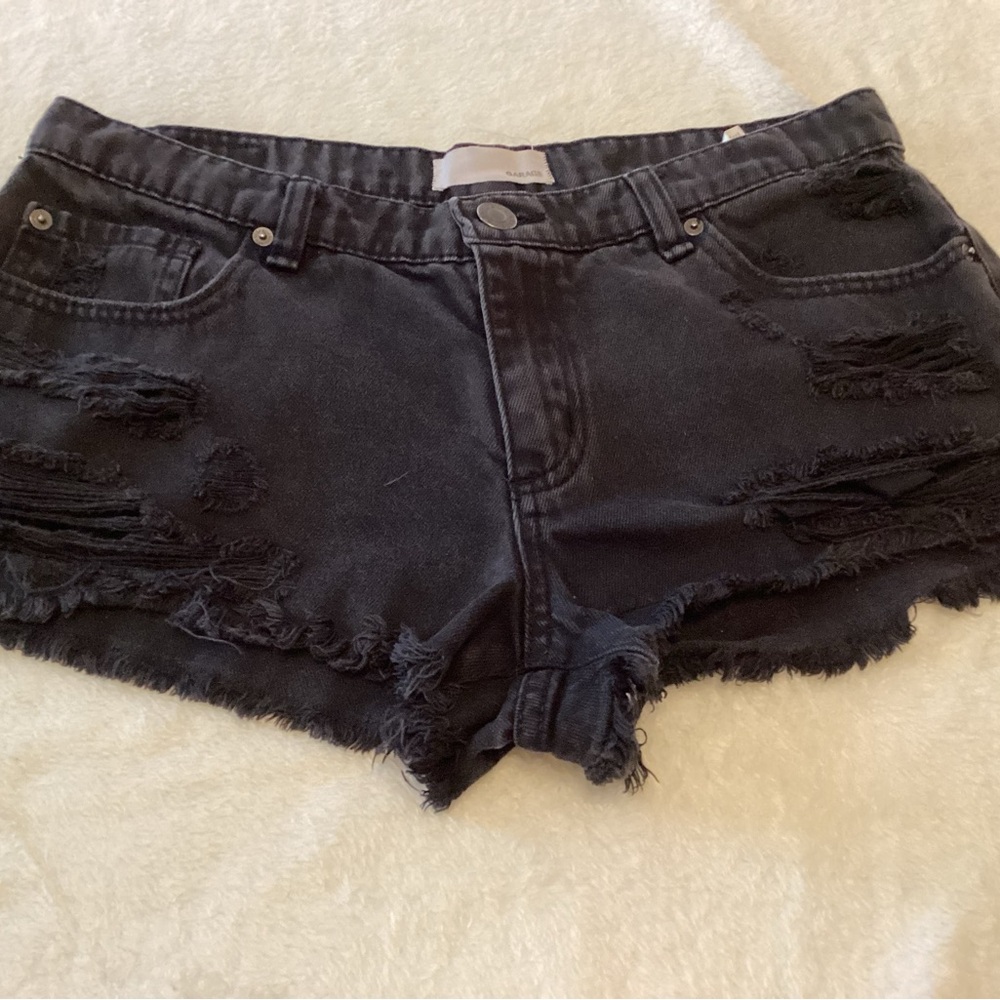 Garage Black Jean Shorts Distressed Cut-Offs Size 9